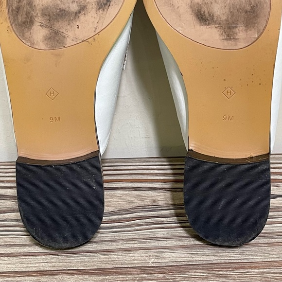 Halogen White Leather Mules Flats Slide On Low Block Heel Casual Preppy Size 9 - Picture 15 of 16